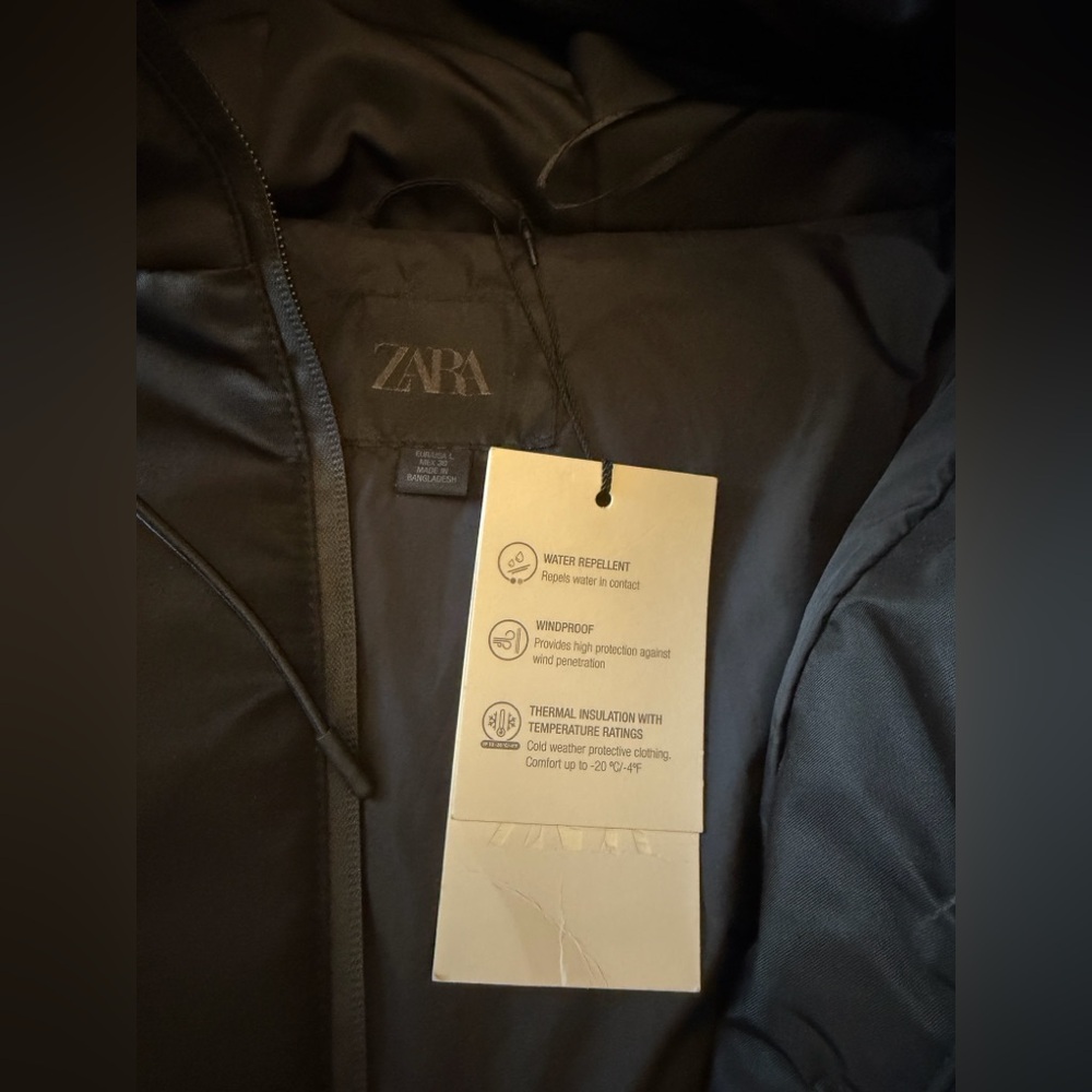 ZARA WATER REPELLENT WINDPROOF HOODED PUFFER JACKET - Picture 9 of 16